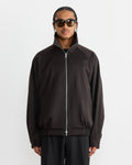 Satin Zip Up Short Jacket in Dark Brown