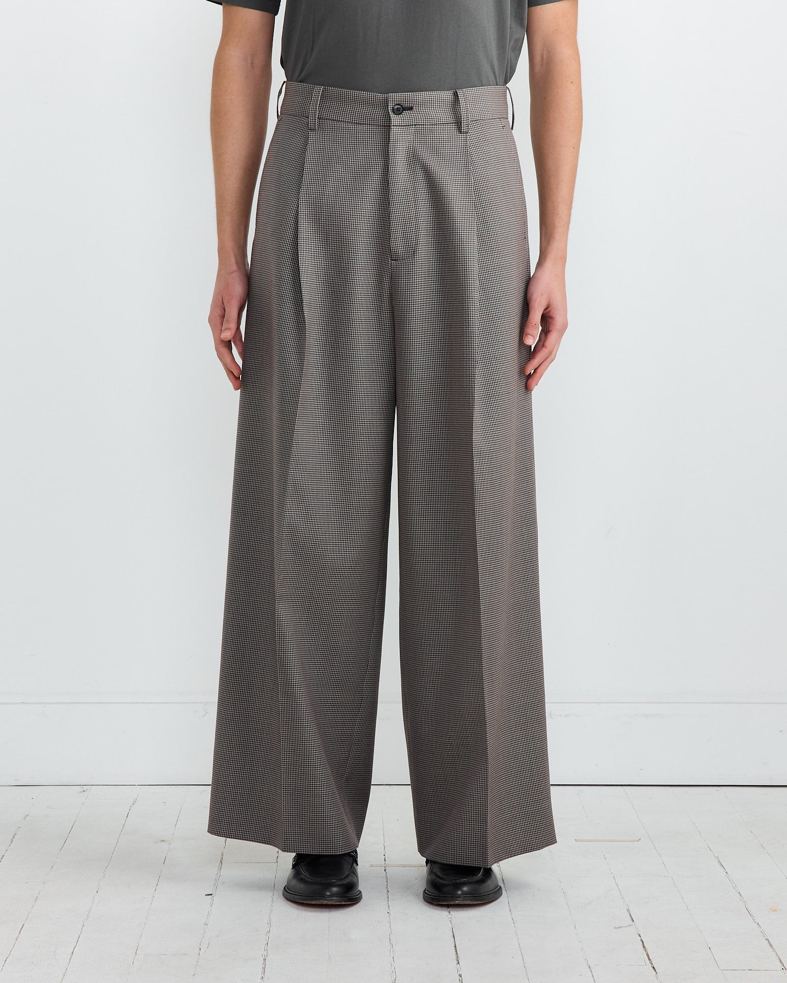 Double Weave Extra Wide Trousers in Houndstooth