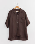 Oversized Open Collar Short Sleeve Shirt in Khaki