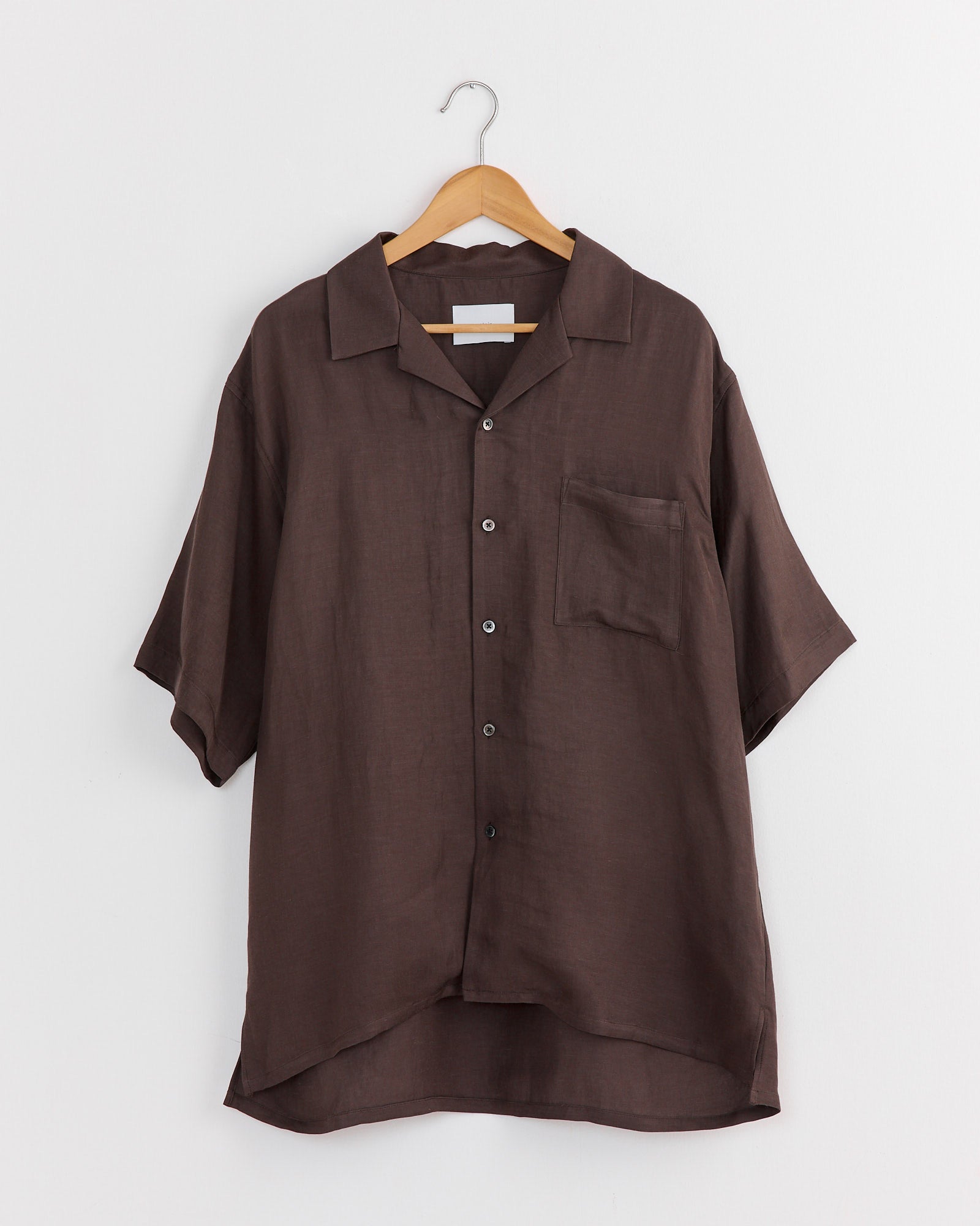 Oversized Open Collar Short Sleeve Shirt in Khaki