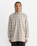 Check Oversized Down Pat Shirt in Taupe Grey