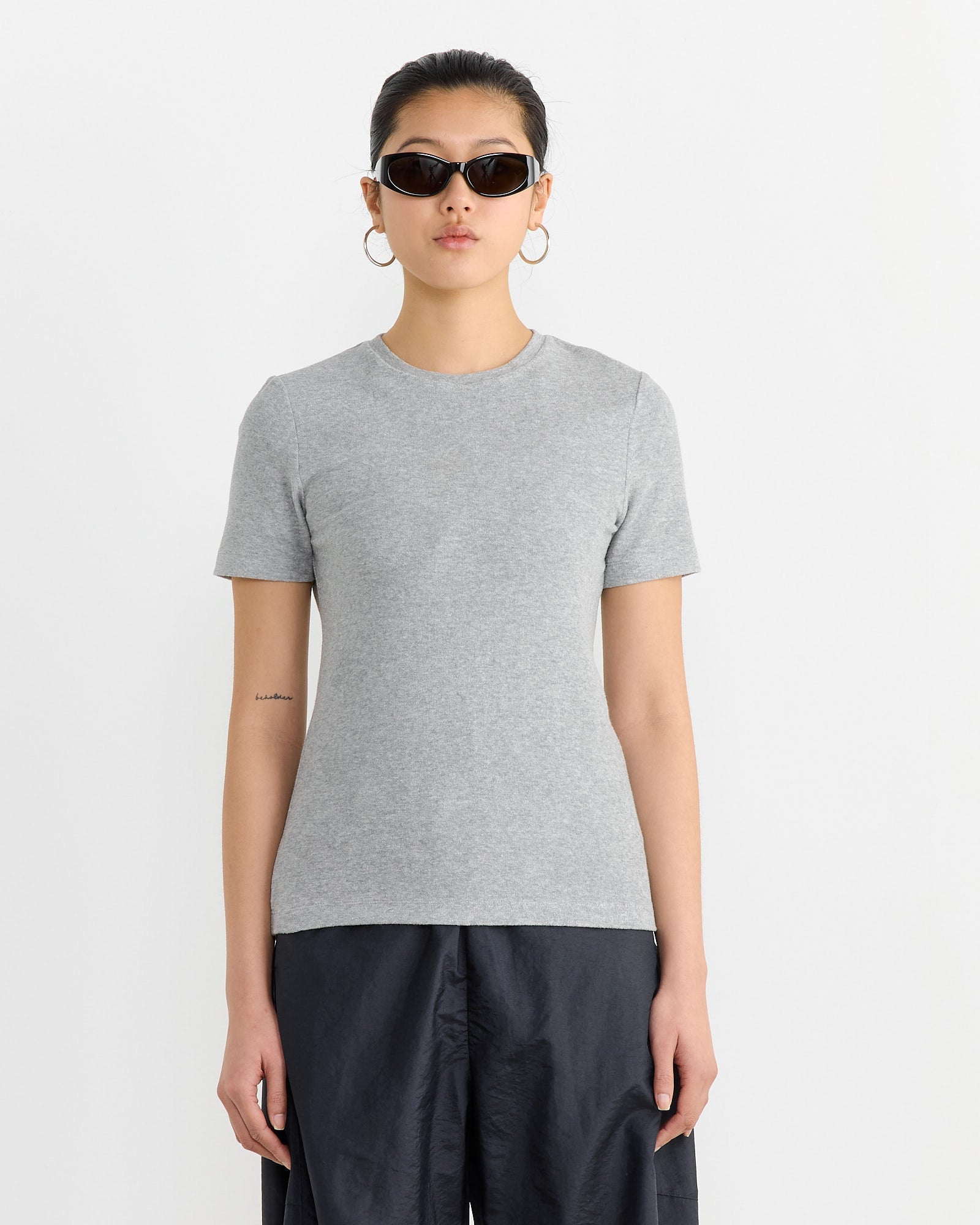 Dry Loop Terry Baby Tee in Heather Grey