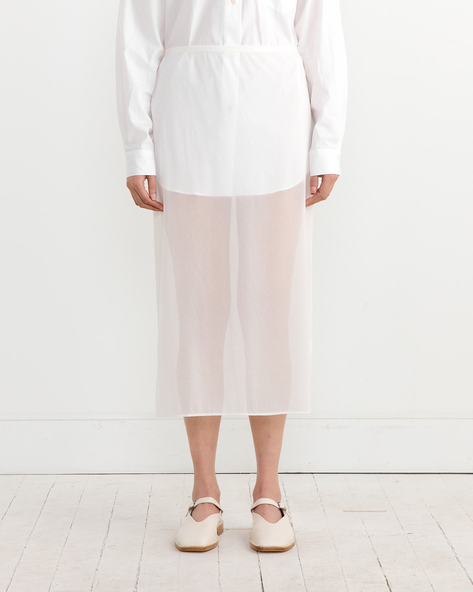Sheer Maxi Pencil Skirt in White