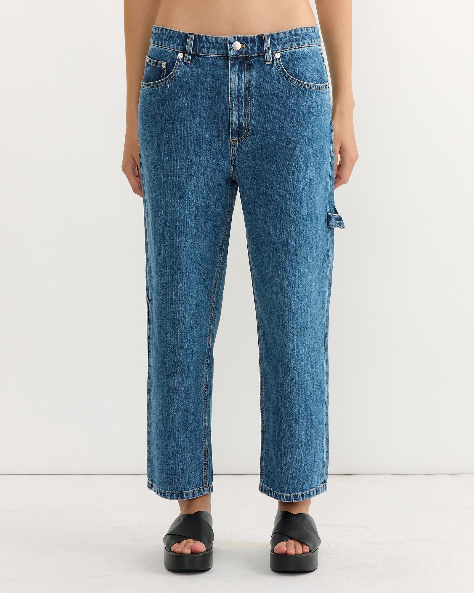Spring Slouchy Cargo Jean in Classic Blue