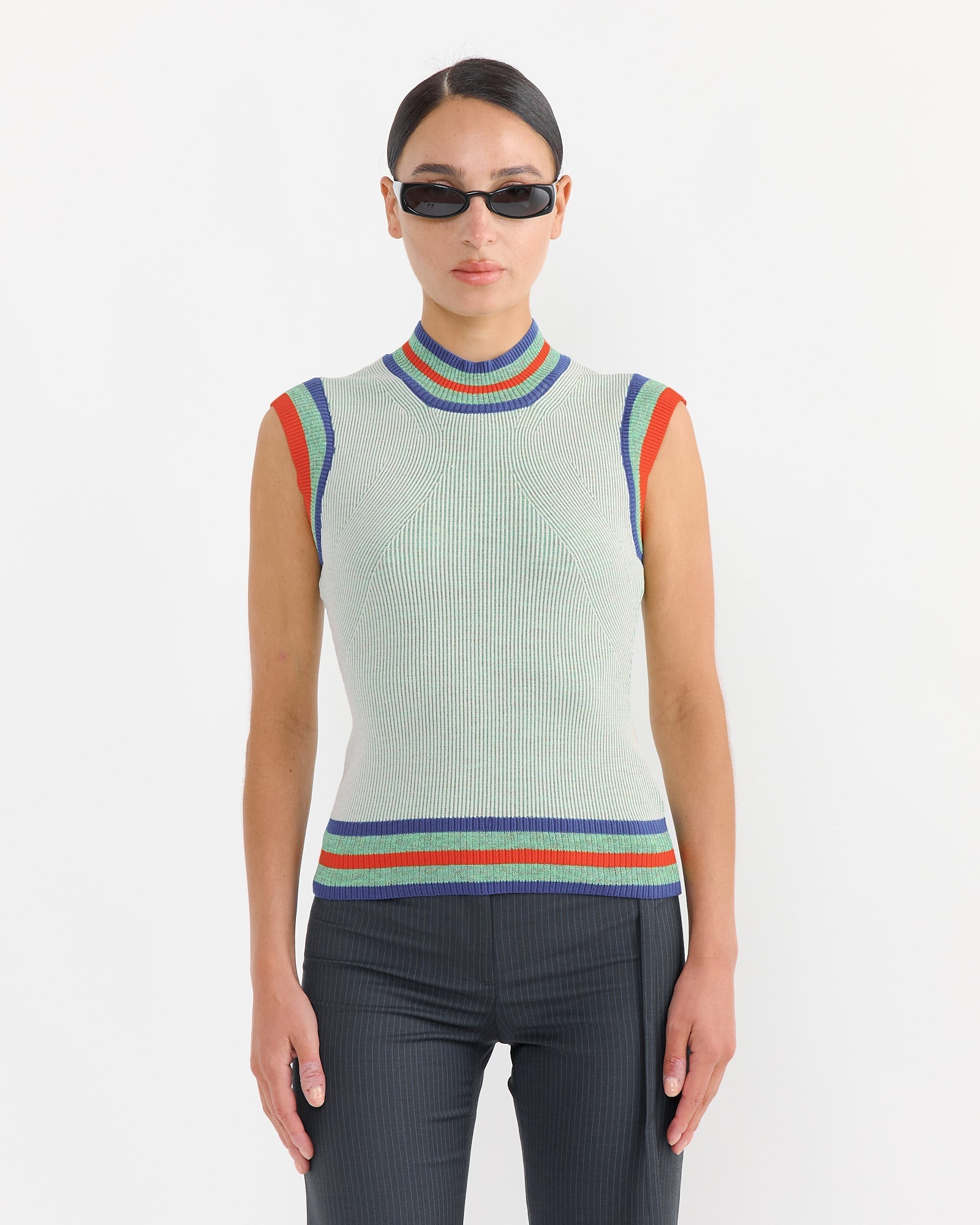 Scuba Knit Top in Green Beige