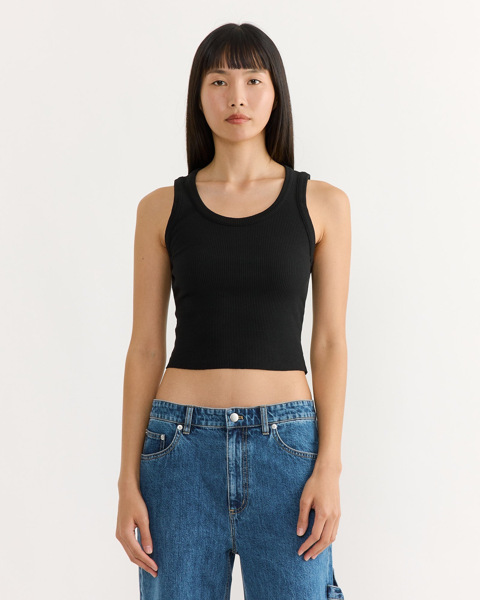 Shrunken Poppy Tank in Black
