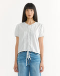 Double Frill Top in Sage Stripe