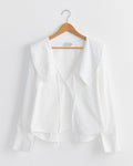 Collared Tie Shirt in White
