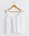 Gathered Linen Set in White