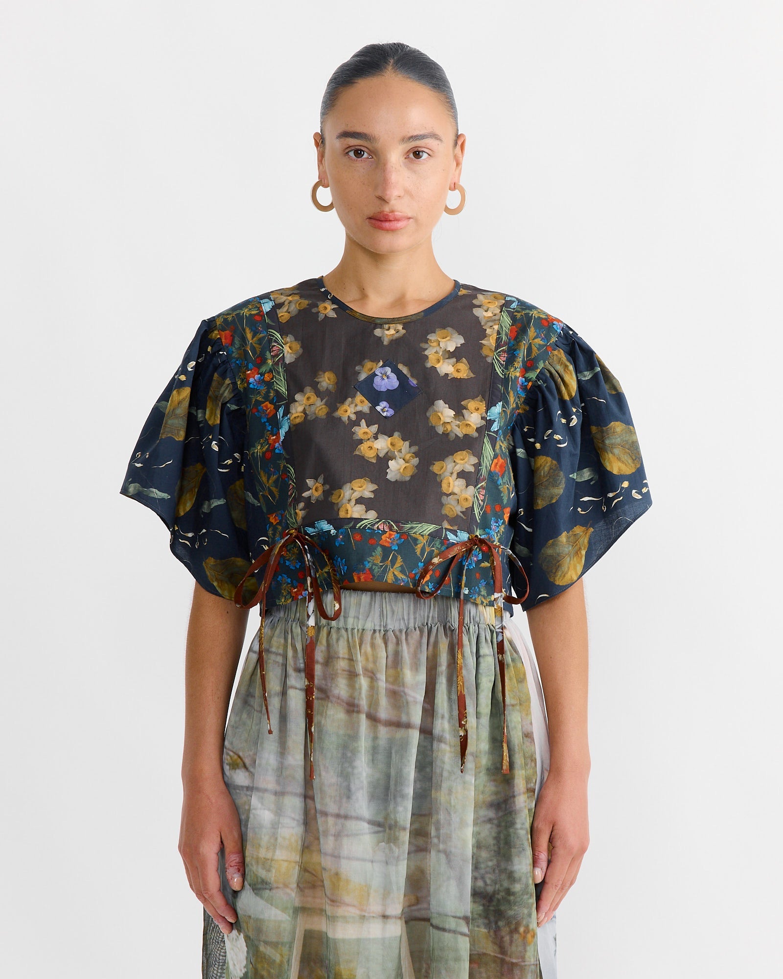 Folk Top in Print Z/Flower Power Dark