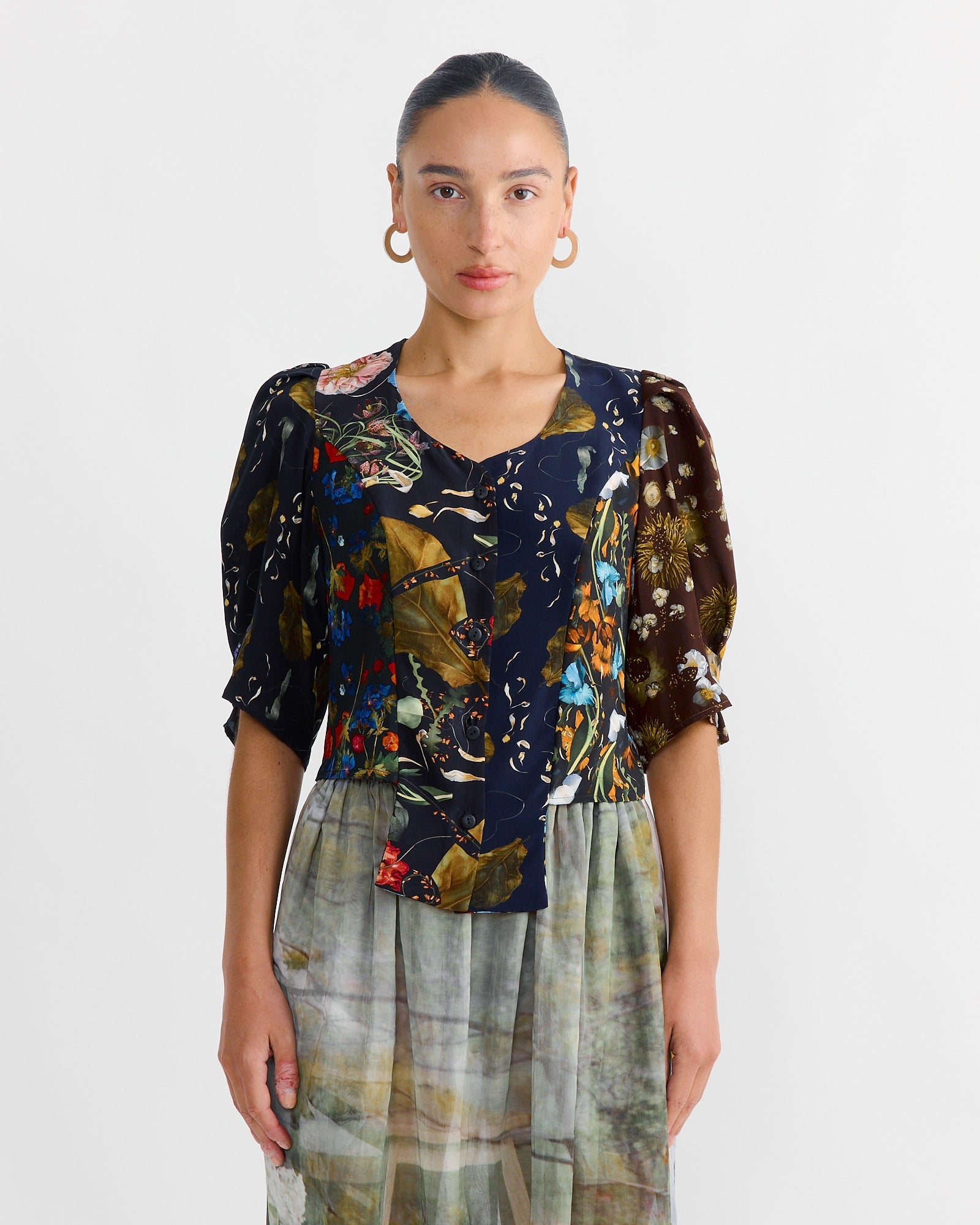 Folk Blouse in Print Z/Flower Power Dark