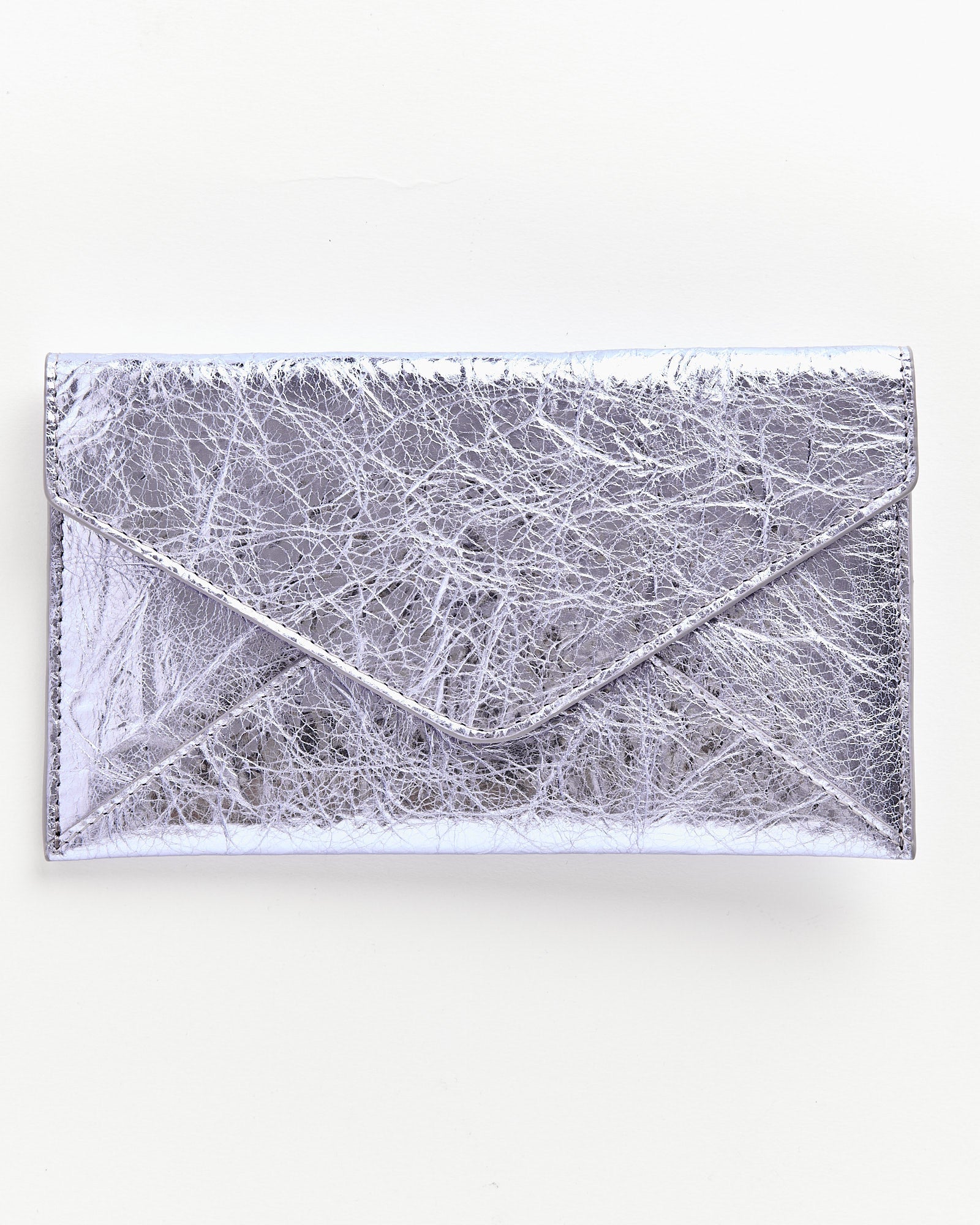 Leather Envelope Clutch in Lilac