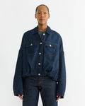 Gathered Denim Jacket in Indigo