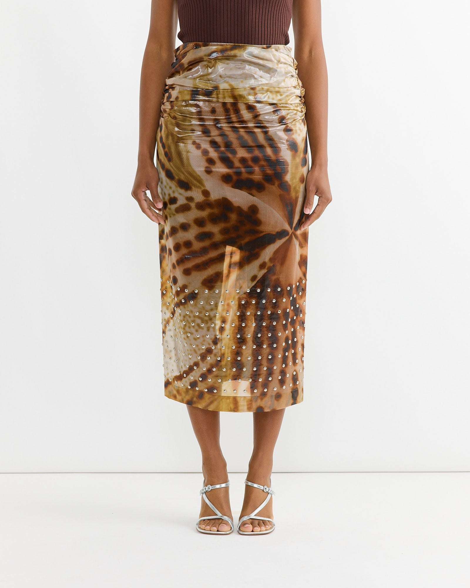 Gathered Skirt in Brown