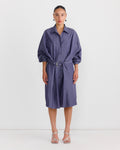 Belted Shirt Dress in Steel