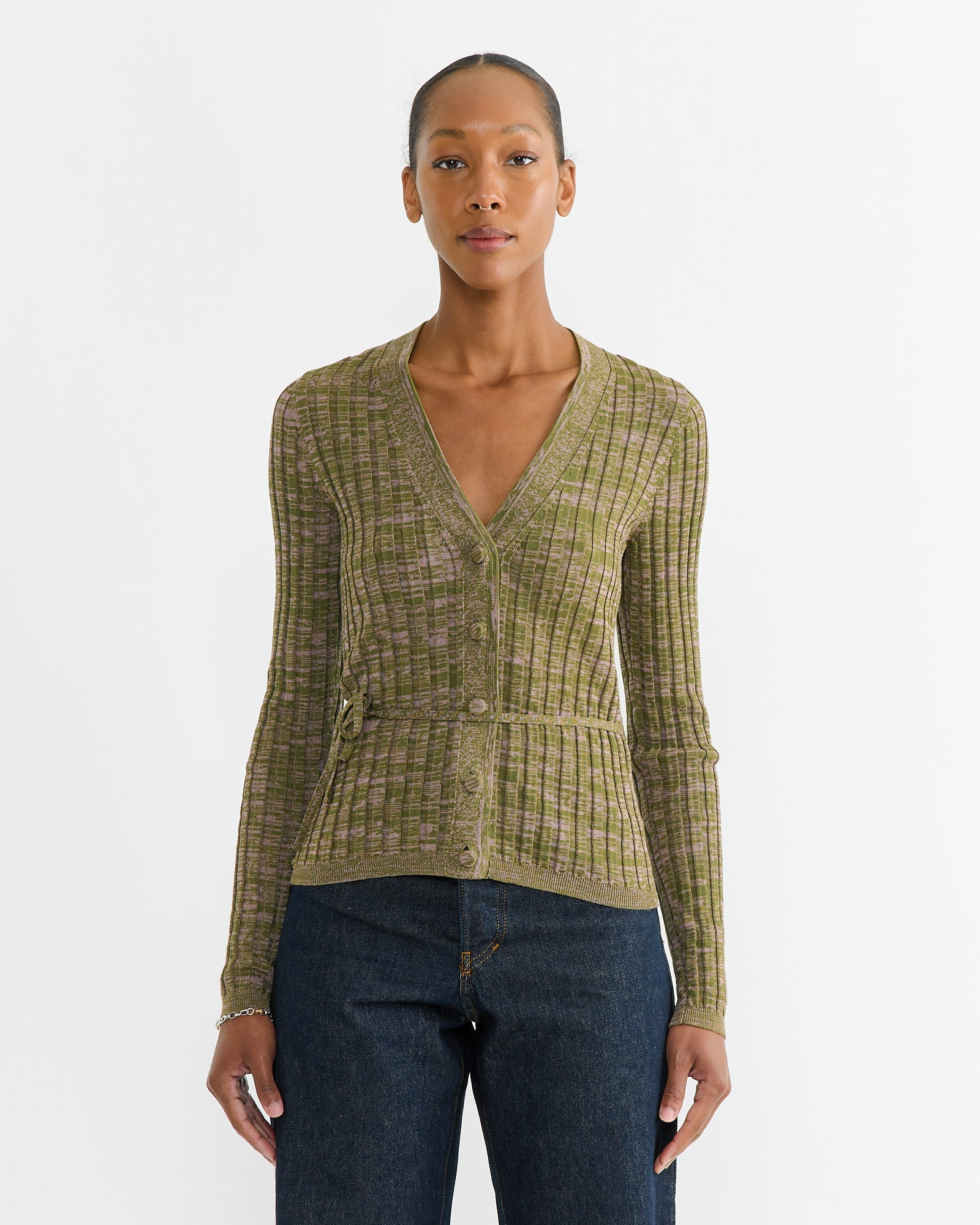 Ribbed Cardigan in Pink
