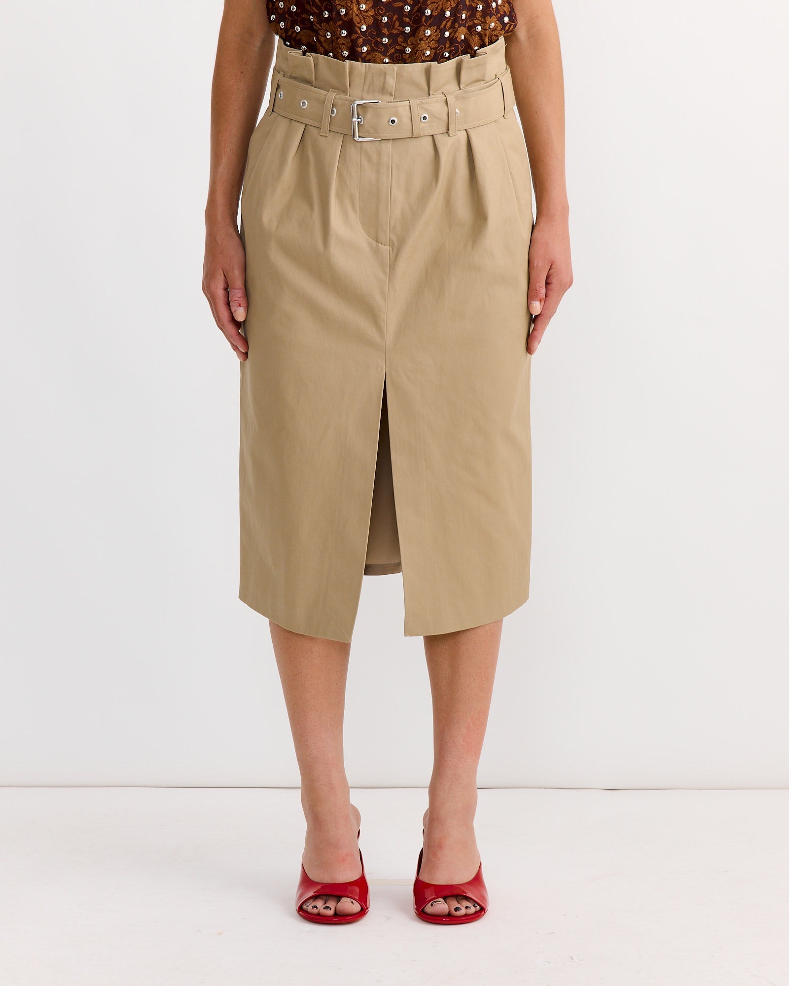 Belted Skirt in Beige