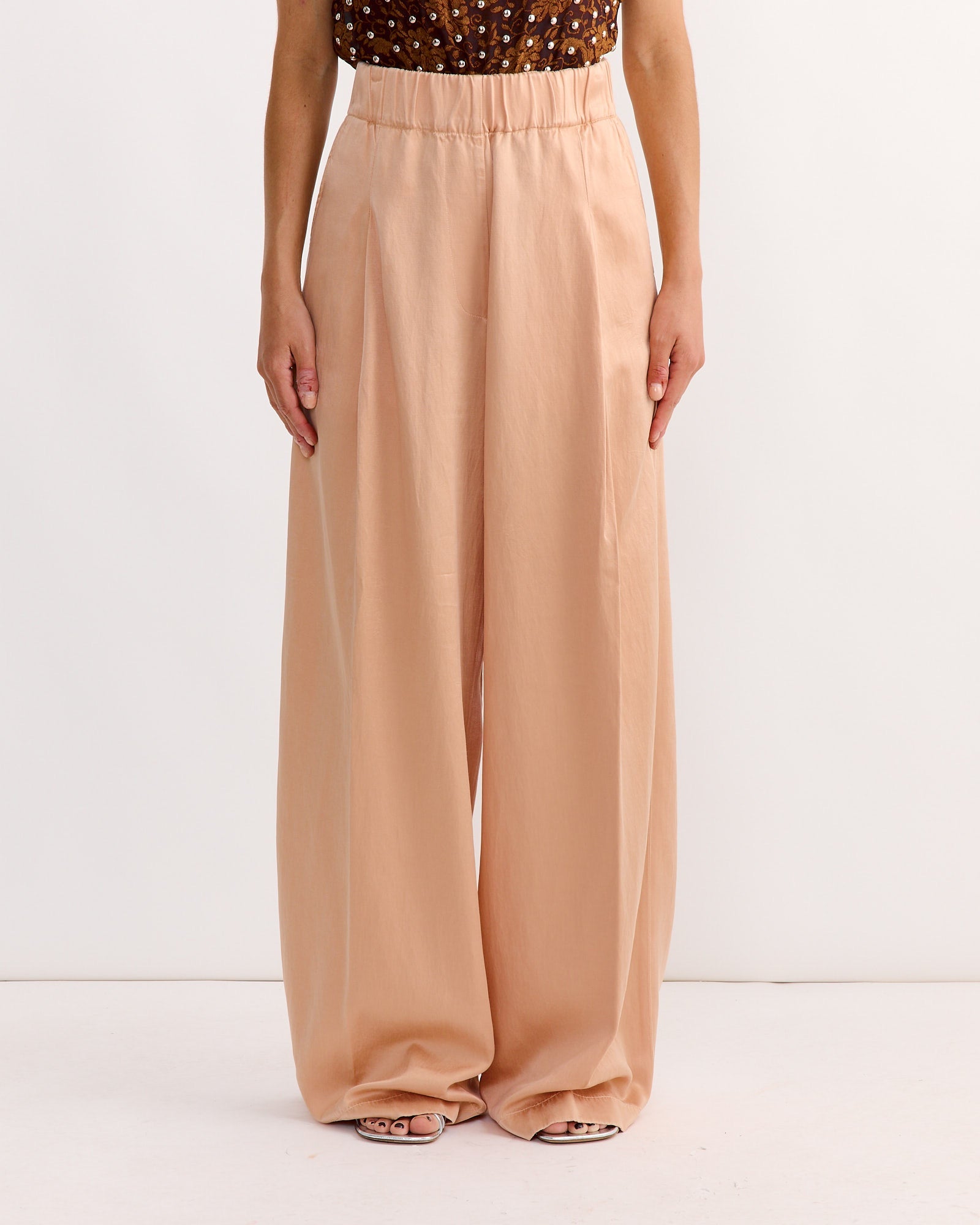 Elasticated Pants in Peach
