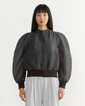 Mock Neck Organza Jumper in Charcoal