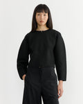 Rounded Zip-Up Cardigan in Black
