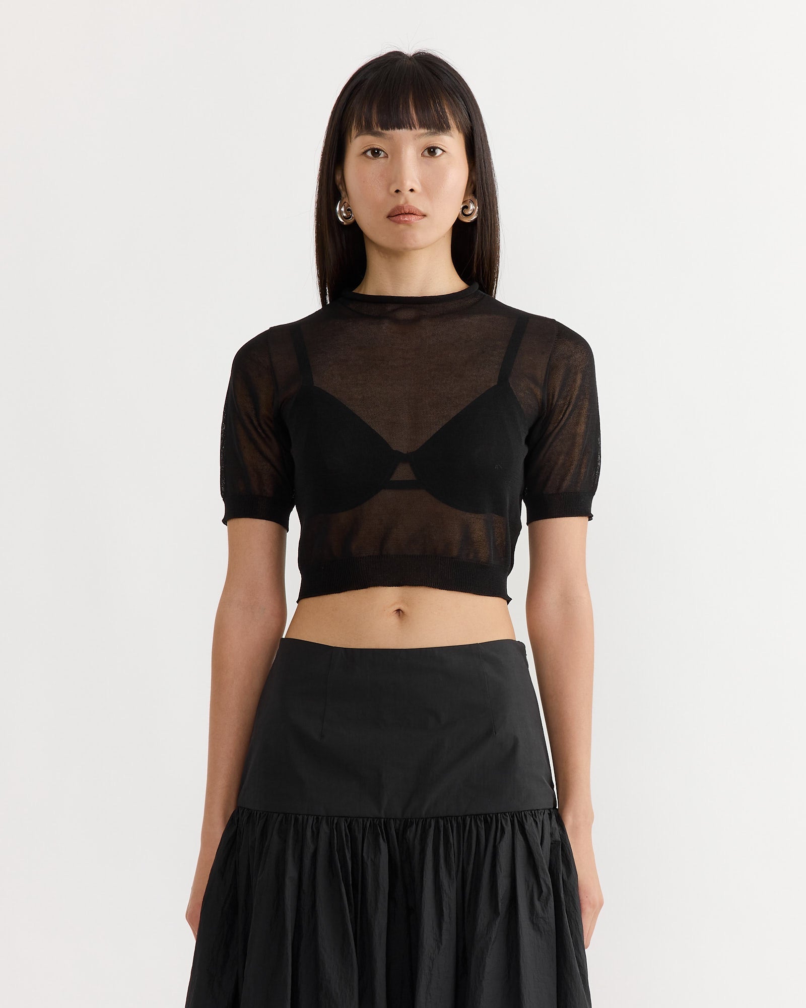 Sheer Cropped Knit in Black