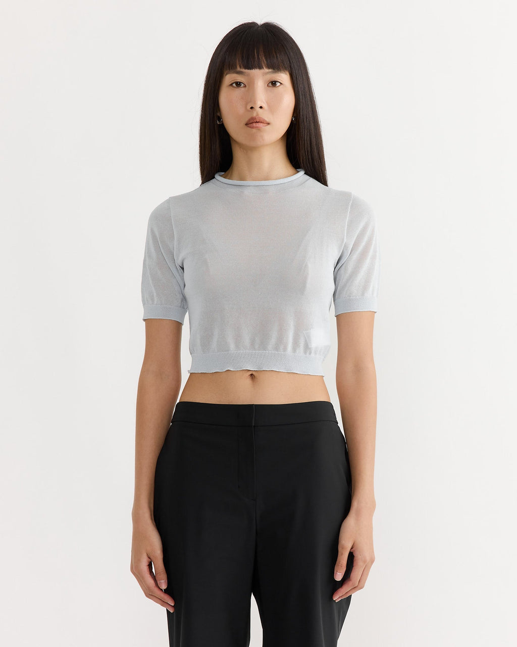 Sheer Cropped Knit in Blue