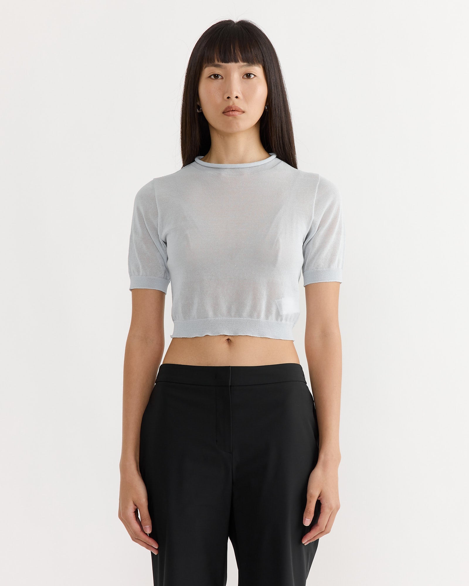 Sheer Cropped Knit in Blue