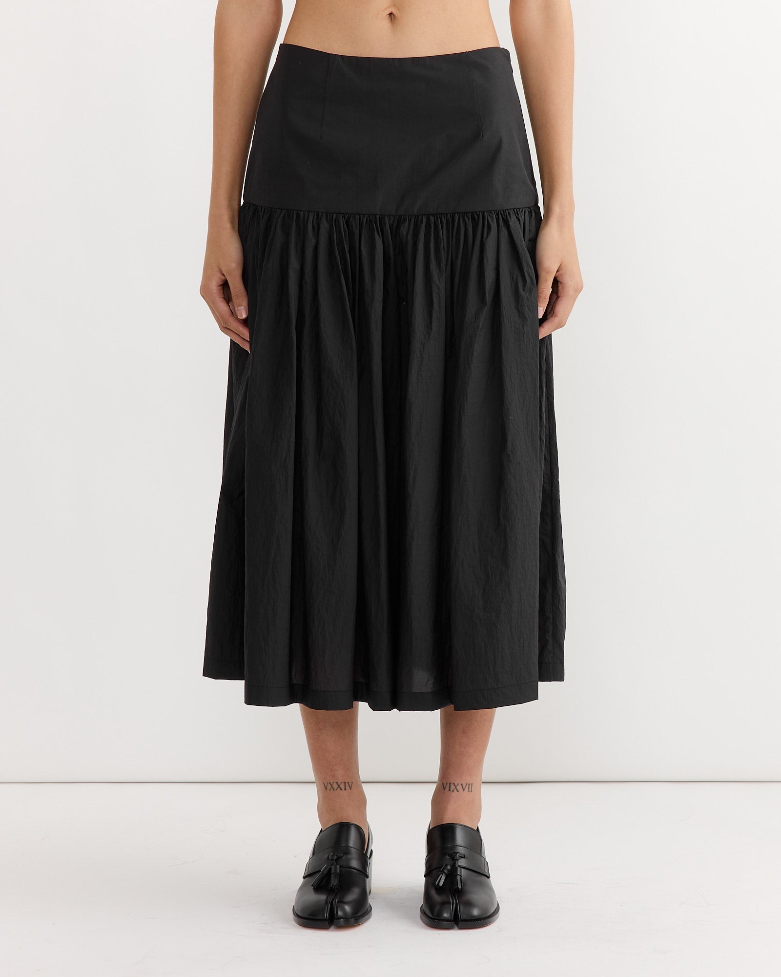 Shirring Culotte Pant in Black