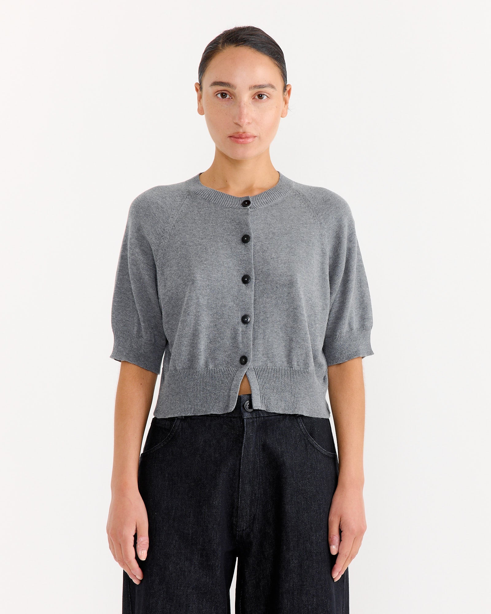 Cotton & Cashmere Top in Grey