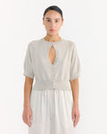 Organic Cotton Cut-Out Top in Pearl Grey