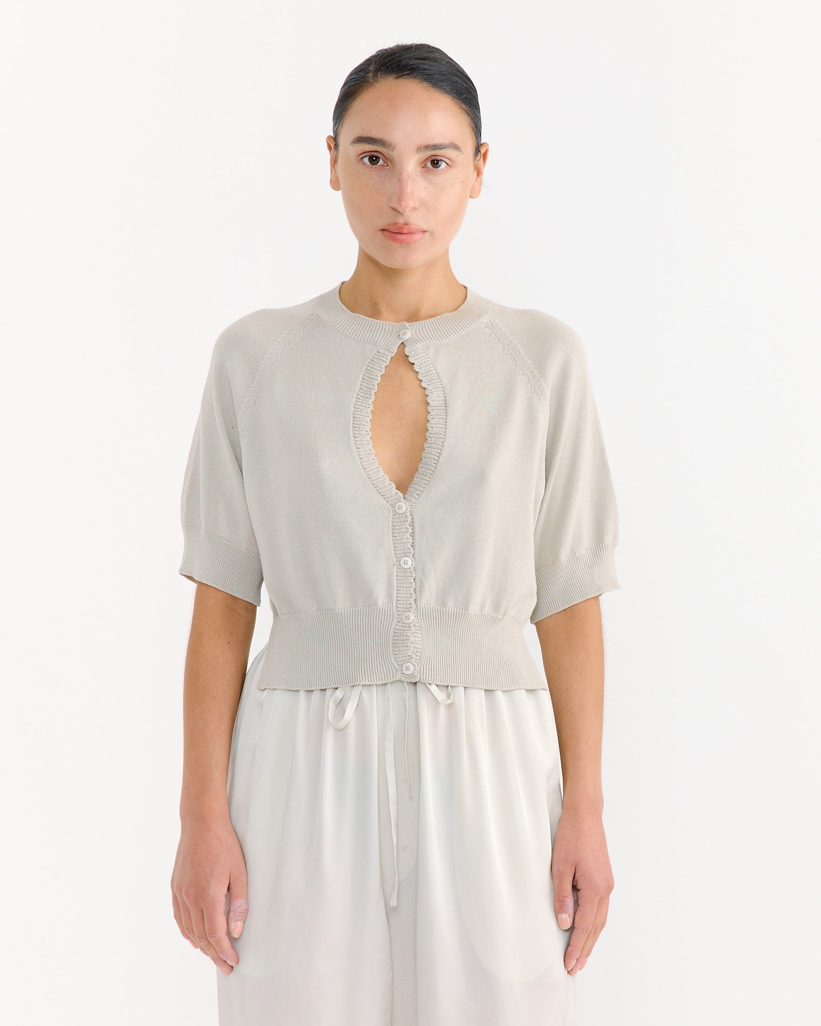 Organic Cotton Cut-Out Top in Pearl Grey