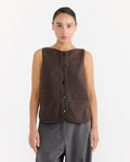 Boat Neck Waistcoat in Brown