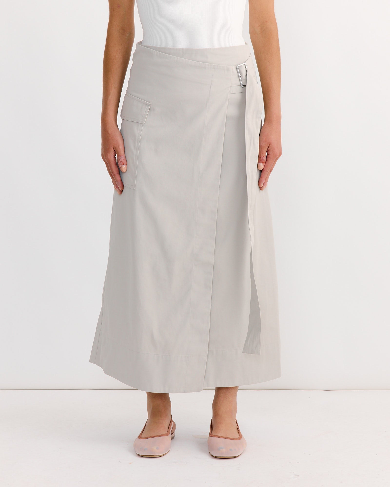 Utility Wrap Skirt in Creme