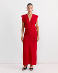 Plunge Drape Dress in Rosso