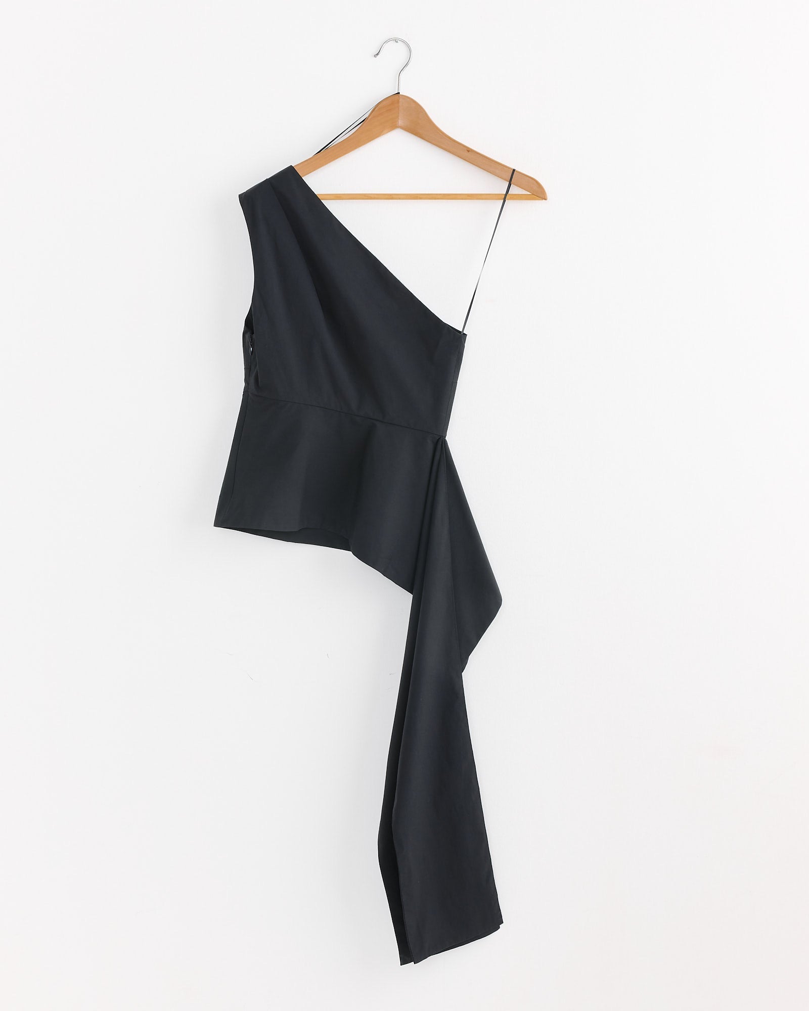Asymmetrical Origami Top in Black