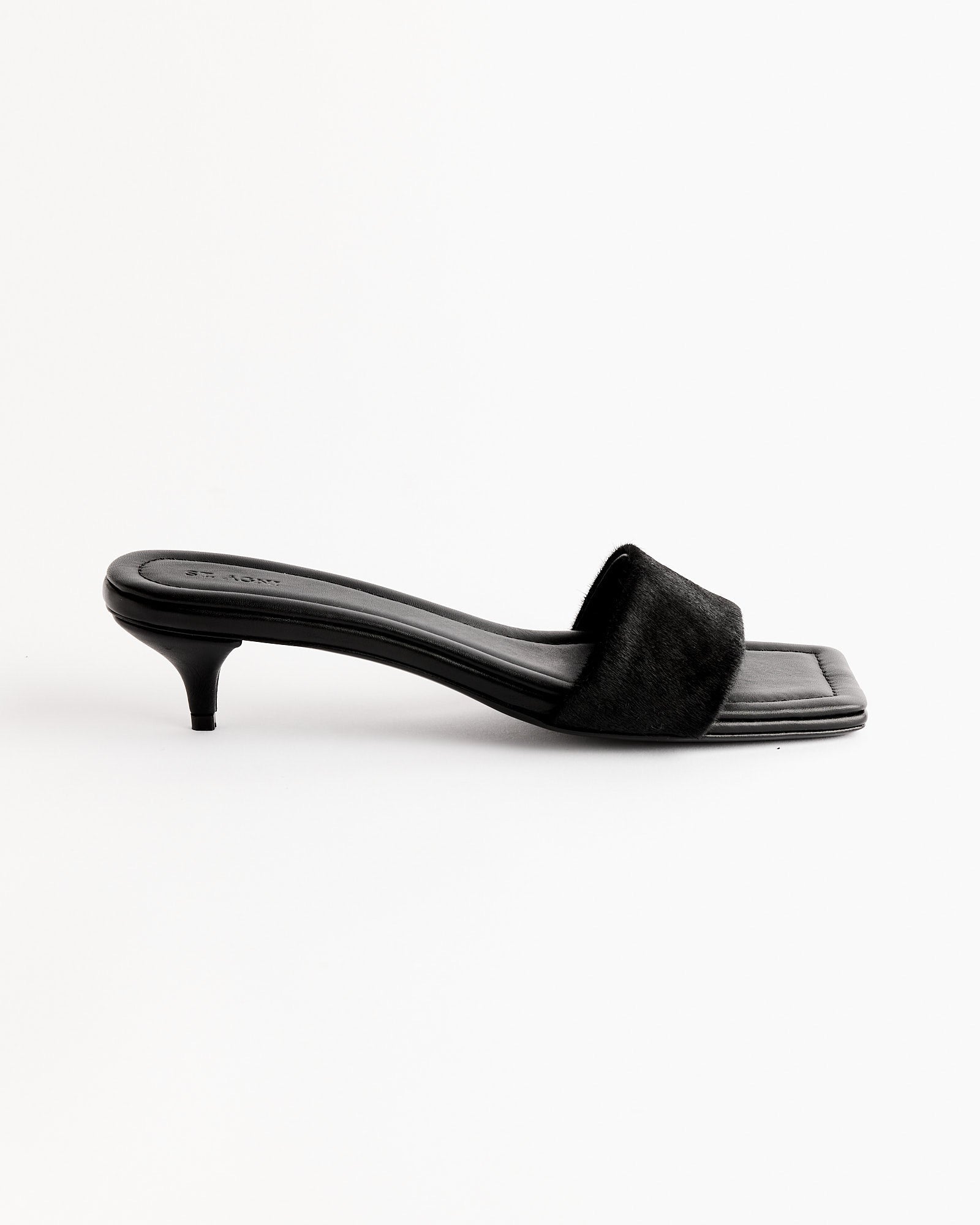 Pony Hair Minimal Heel in Black