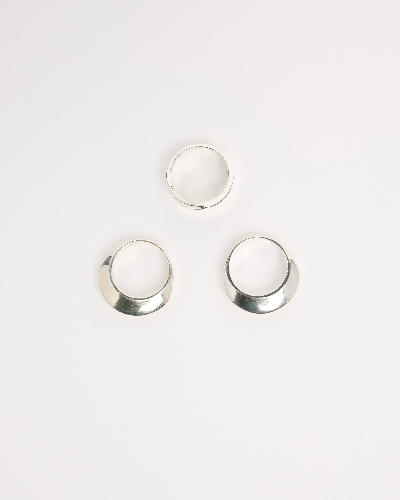 Disc & Dimple Ring Set in Sterling Silver