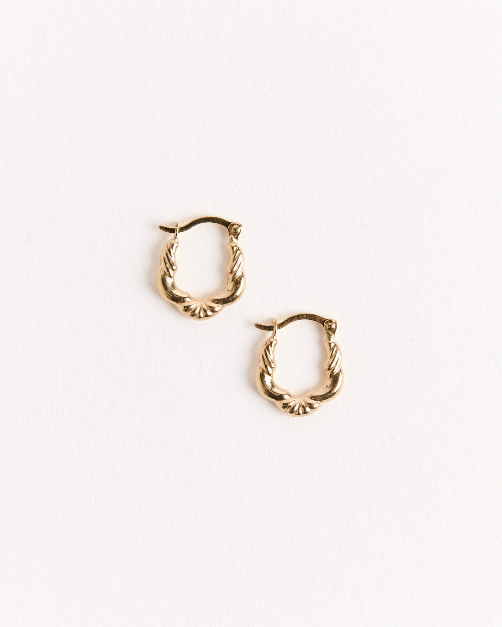 Mini Fancy Twist Hoop Earrings in 14K Yellow Gold