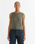 Boat Neck Knit Tank in Olive