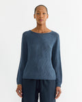 Boat Neck Sweater in Navy