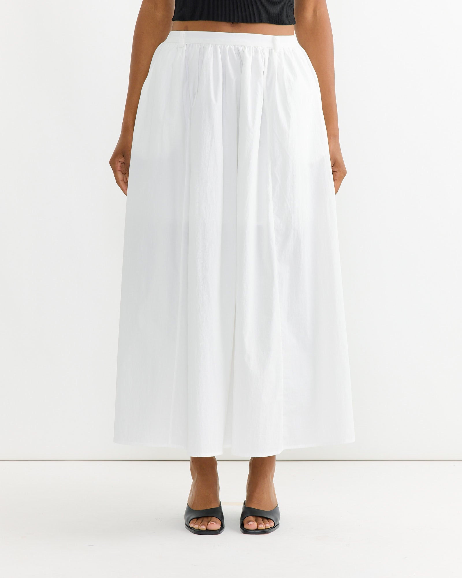 Gathered Maxi Skirt in White