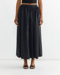 Gathered Maxi Skirt in Black