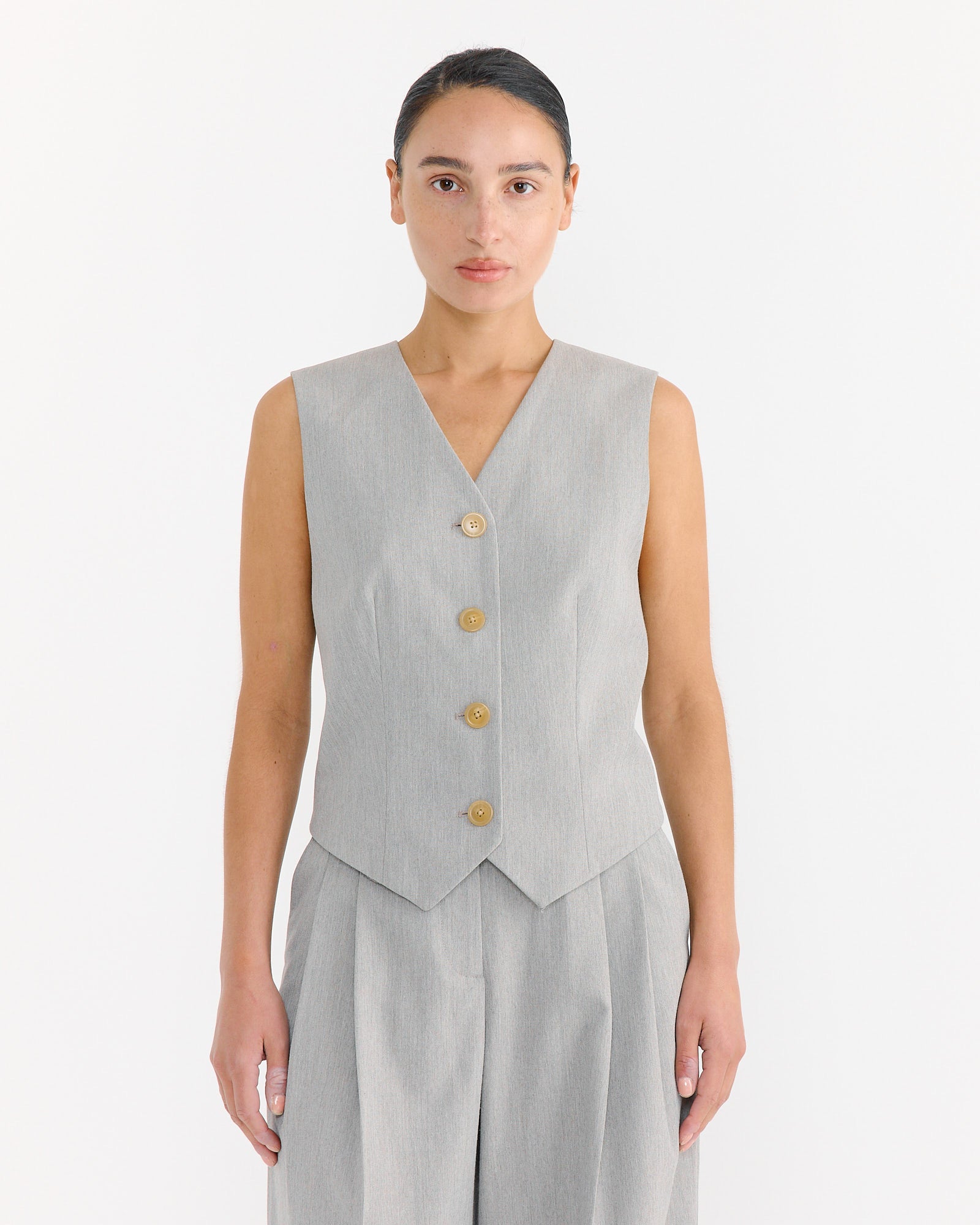 Occa Vest in Grey Brown Melange