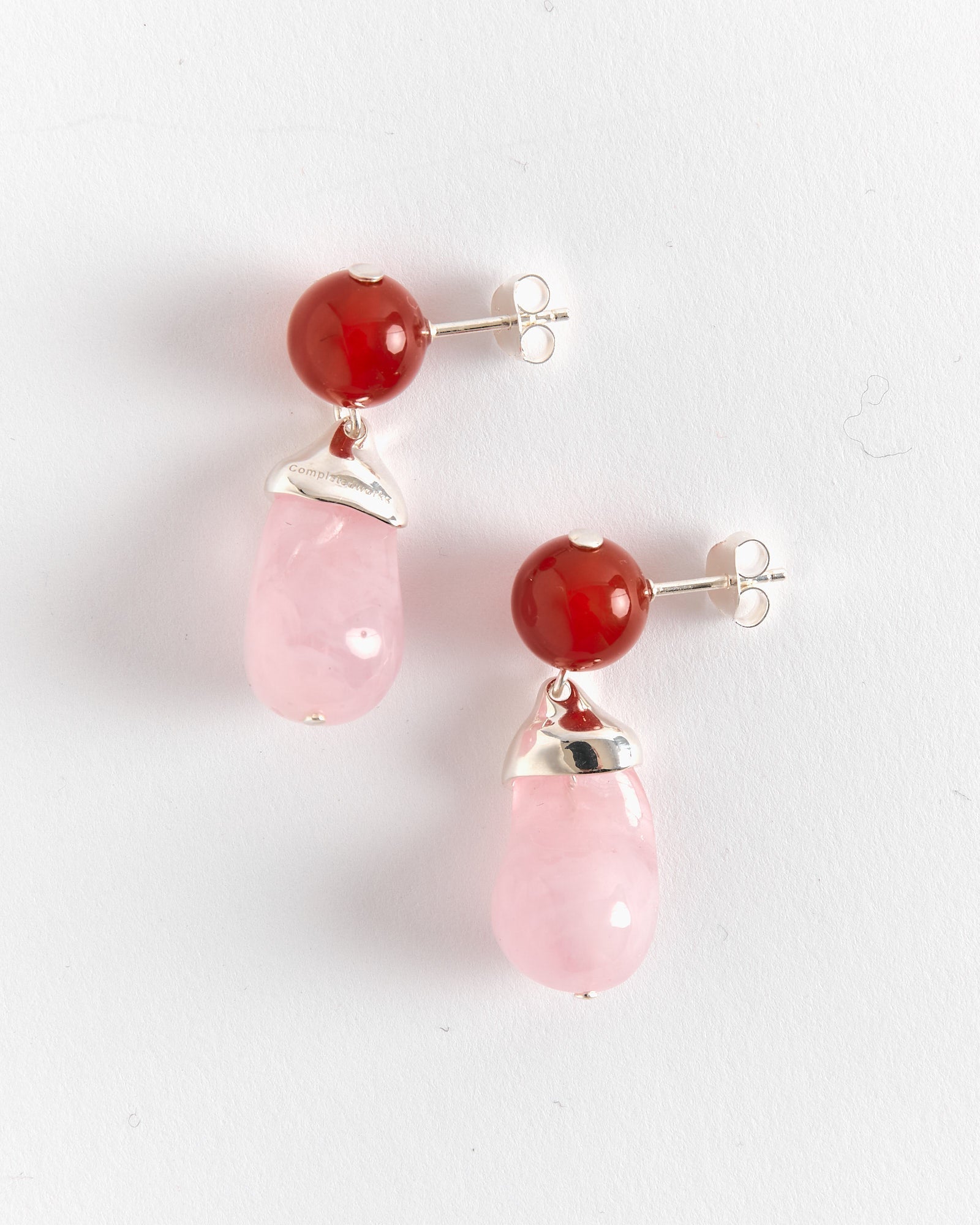Rose Quartz & Agate Bio Resin Earrings