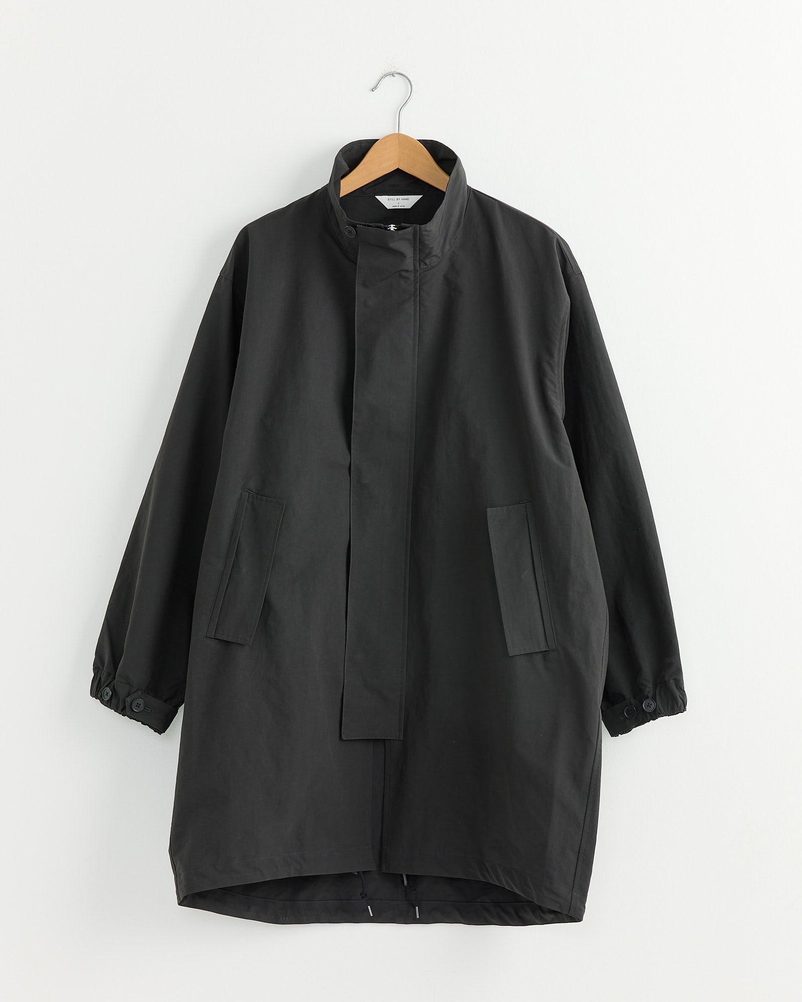 Stand Collar Coat in Ink Black