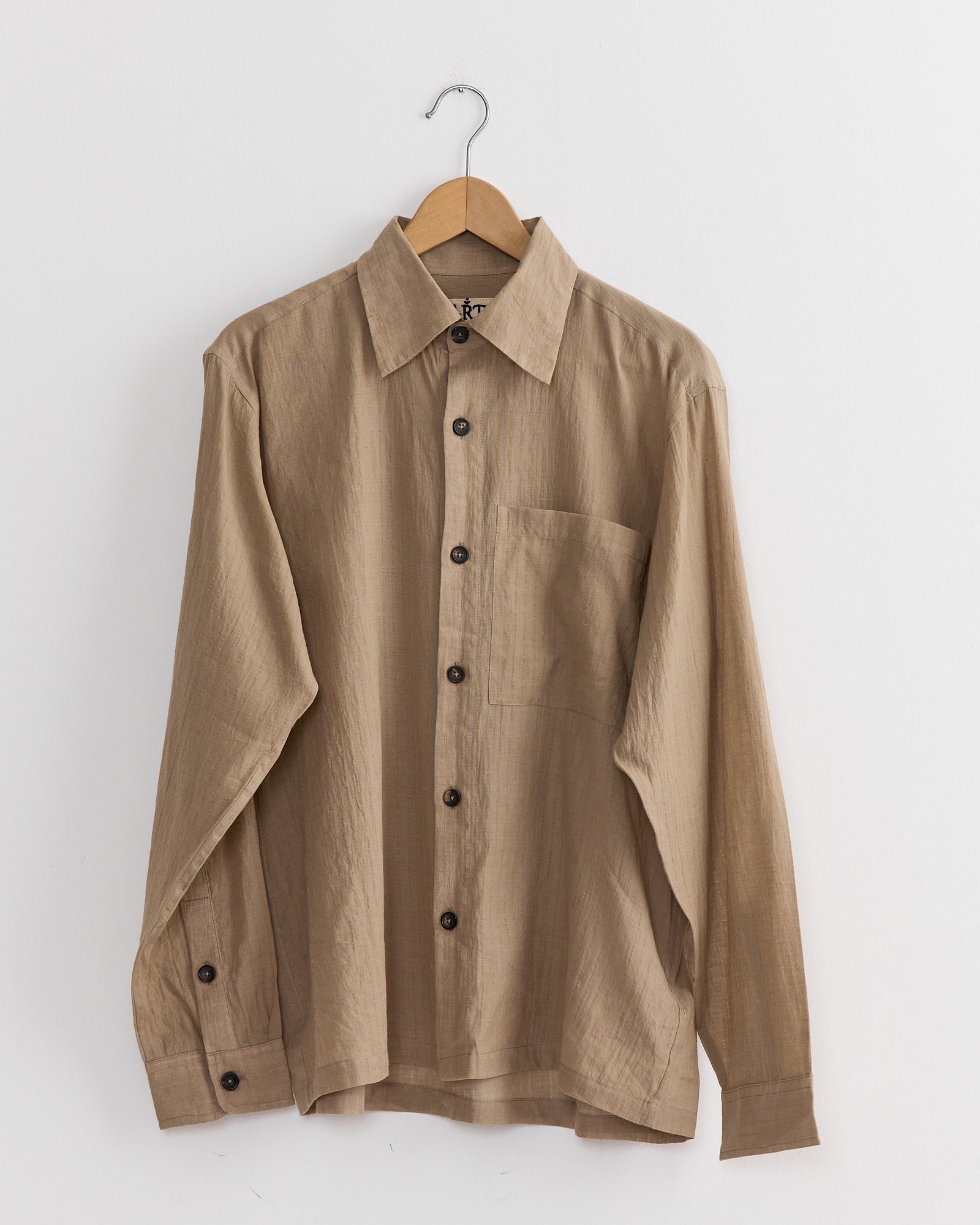 Handwoven Shirt in Sage/Zari