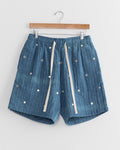 Mirror Short in Indigo/Ecru