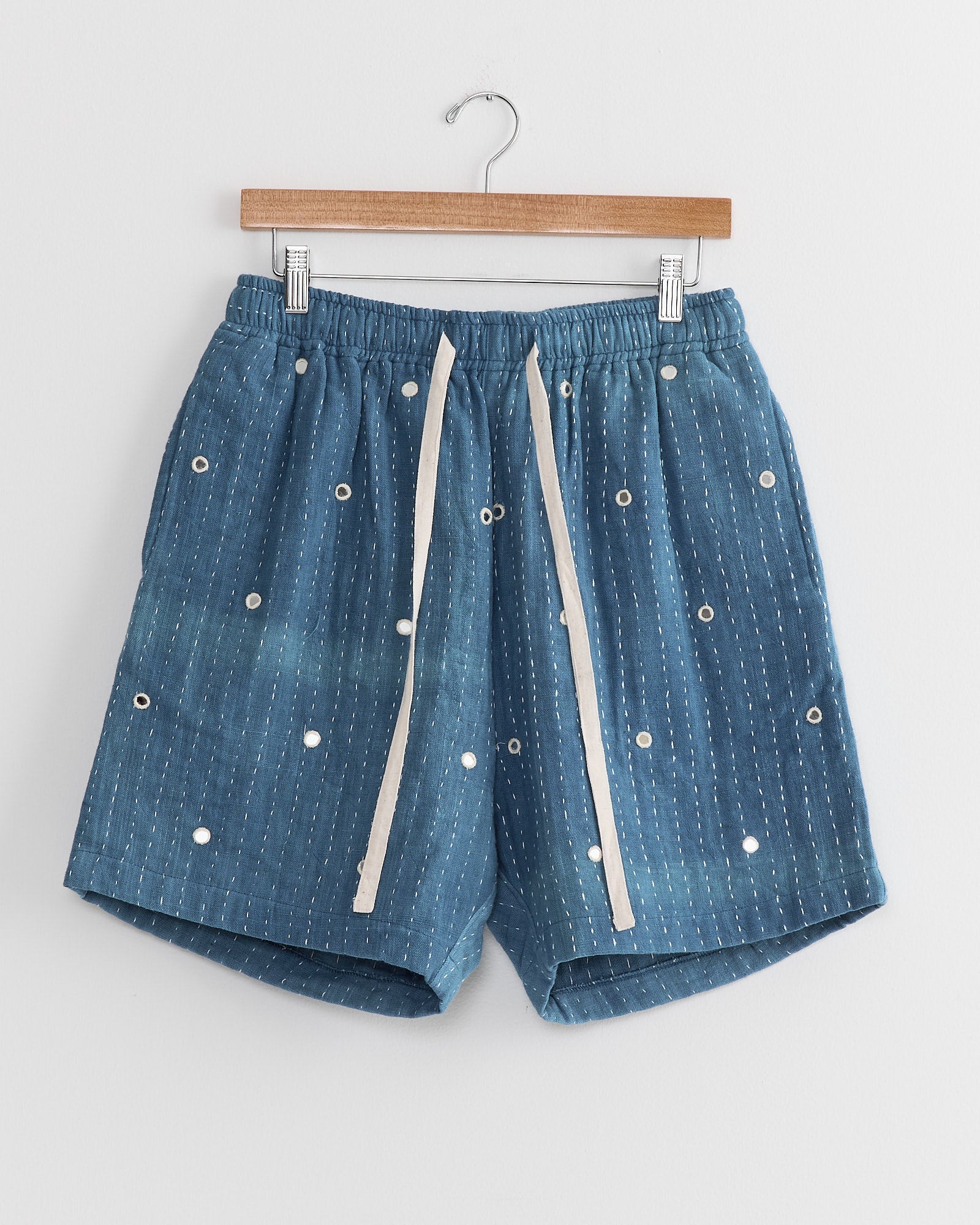 Mirror Short in Indigo/Ecru
