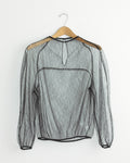 Sheer Lace Mock Neck Top in Black