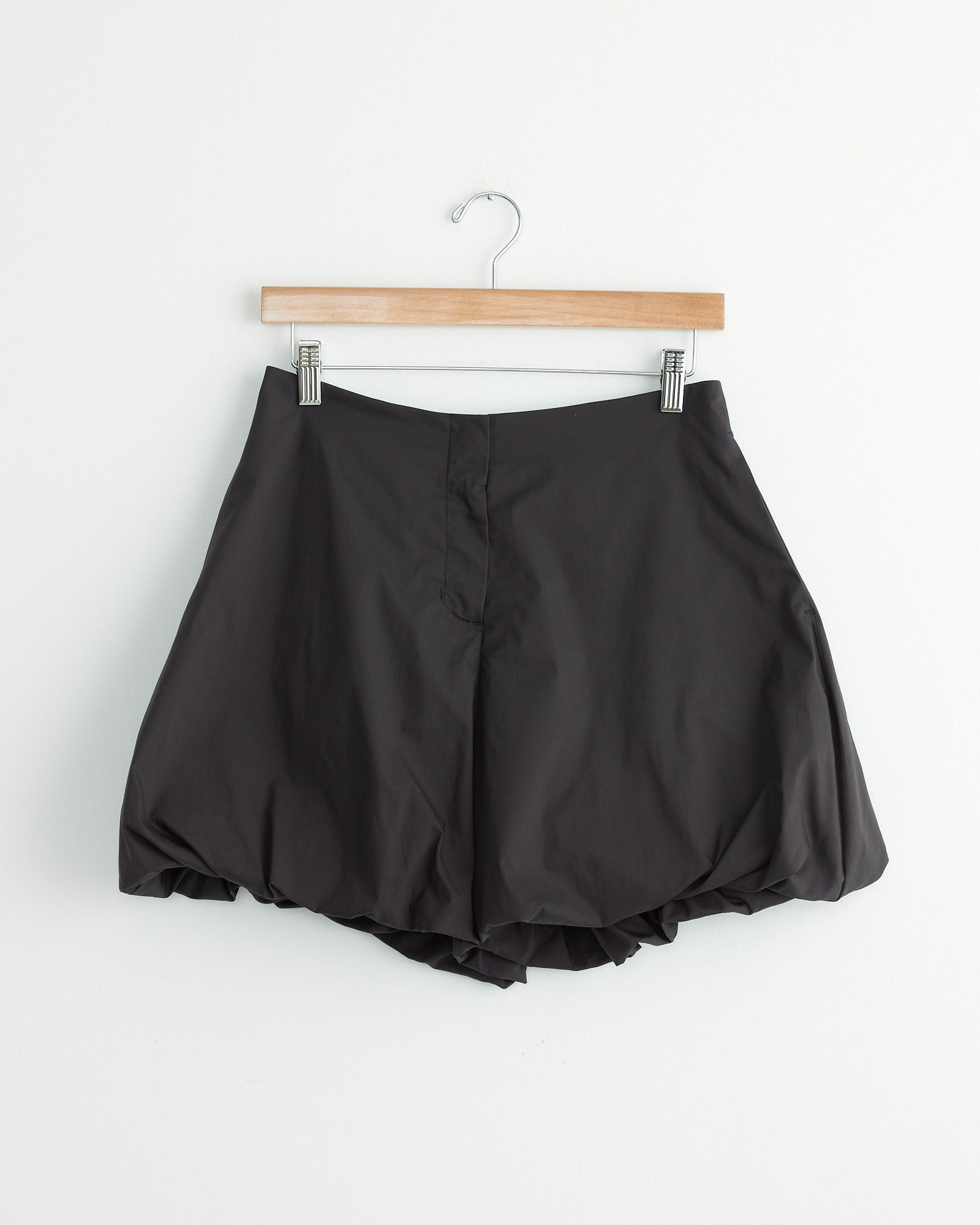 Cotton Volume Shirring Short in Charcoal